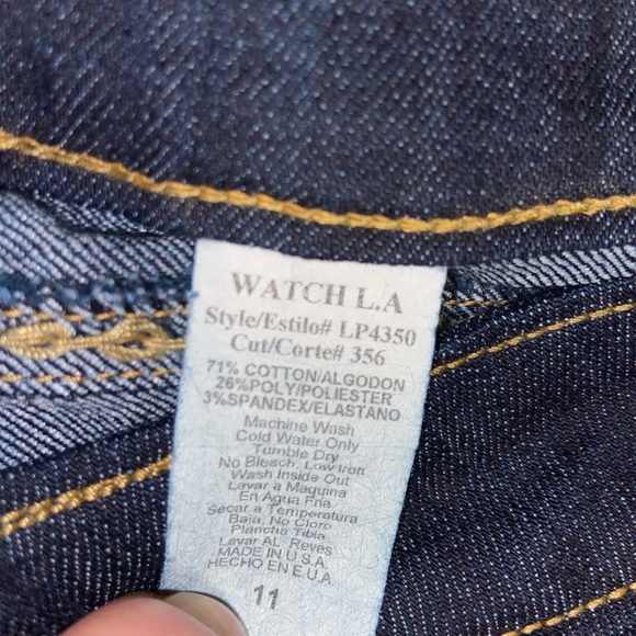 Dark Blue Made In America Studded Jeans With Tan Western Style Stitching - Picture 9 of 9